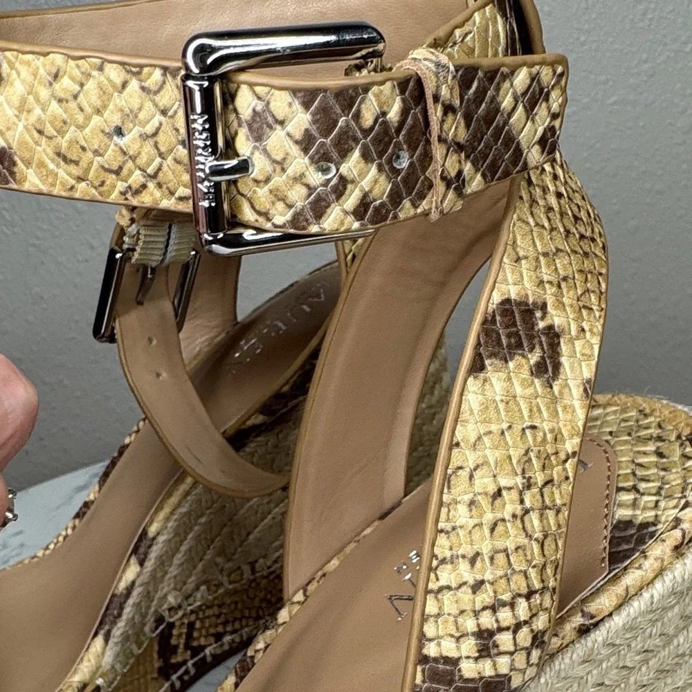 Lauren Ralph Lauren Hilarie Ankle Strap Espadrille Tan Snake Print Wedges - 10‎